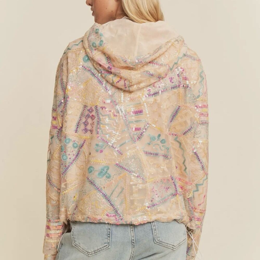 Davi & Dani Multicolor Embroidered Mesh Zip Up Bo… - image 3